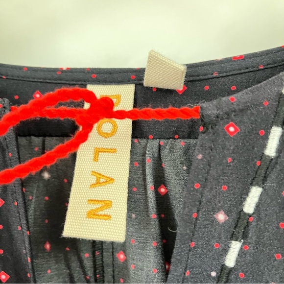 Anthro DOLAN XL Lindy Midi Dress 0702 Long Sleeve red black tiered peasant - Picture 7 of 12